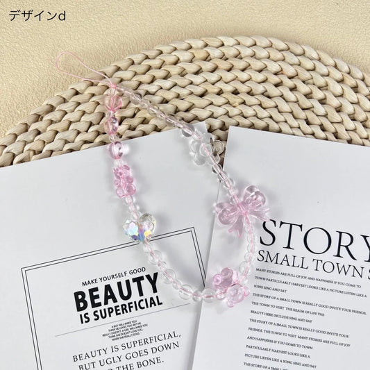 Flower Bead Acrylic Phone Strap