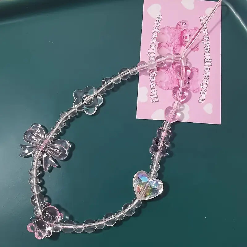 Flower Bead Acrylic Phone Strap