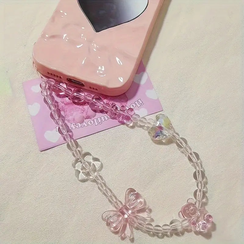 Flower Bead Acrylic Phone Strap