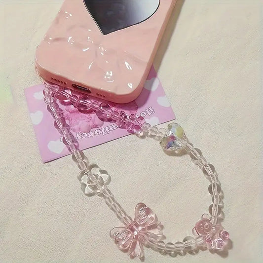 Flower Bead Acrylic Phone Strap